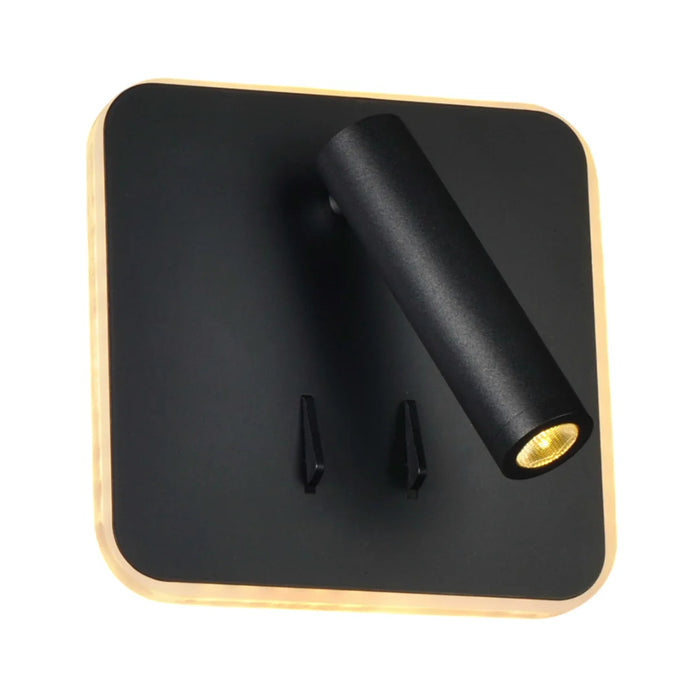 elevenpast wall reading light Black Square LED Reading Wall Light with Back Light – Black | White MB-160/BL