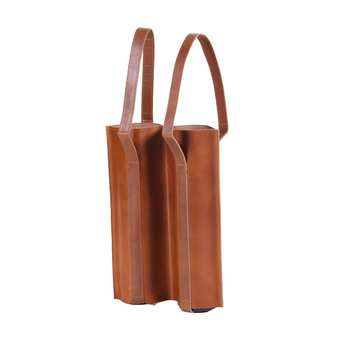 elevenpast Leather Wine carrier Double Leather Wine Bottle Carrier in Tan MBEWINE07DT