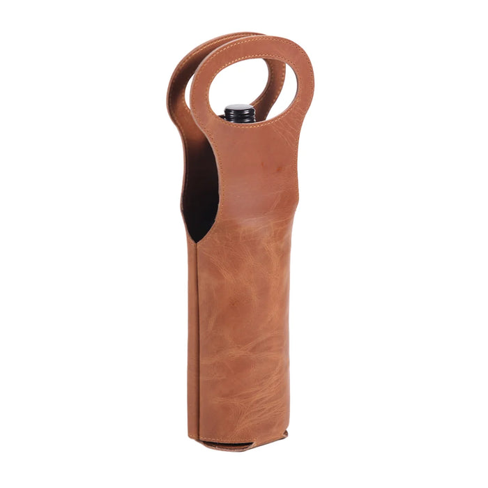 elevenpast Leather Wine carrier Tan Leather Single Wine Bottle Carrier with Handle MBEWINE10ST