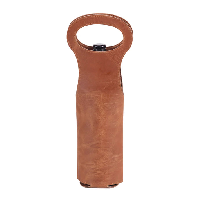 elevenpast Leather Wine carrier Tan Leather Single Wine Bottle Carrier with Handle MBEWINE10ST