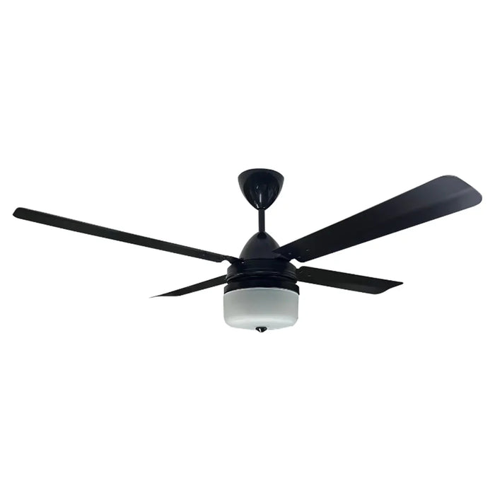 elevenpast Ceiling Fan High Breeze 4 Blade Aluminium Black with Cleo Light Kit MHBB4120REG1F1SCLEO