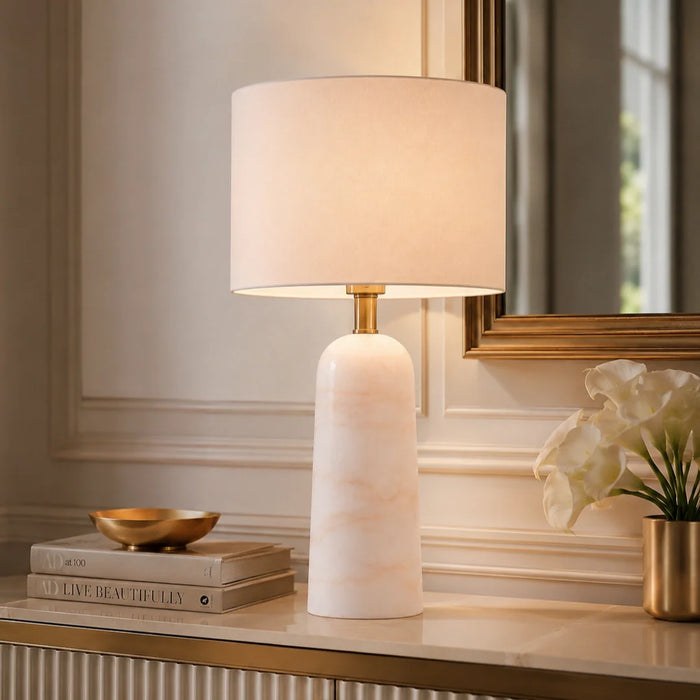 elevenpast Table Lamp Milan Marble and Gold Table Lamp – Green | White Marble