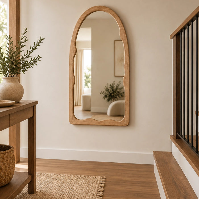 Irregular Arch Wood Mirror in Dark Wallnut | Walnut | Natural - Small | Large
