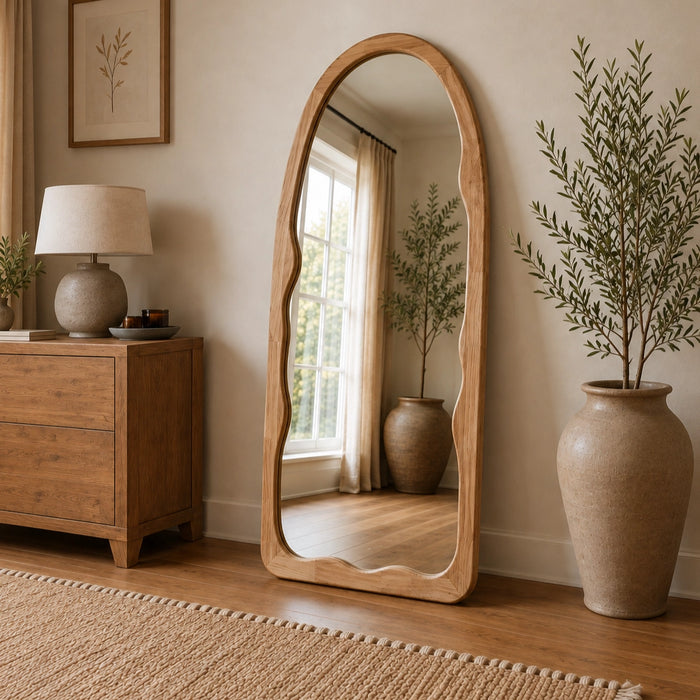Irregular Arch Wood Mirror in Dark Wallnut | Walnut | Natural - Small | Large