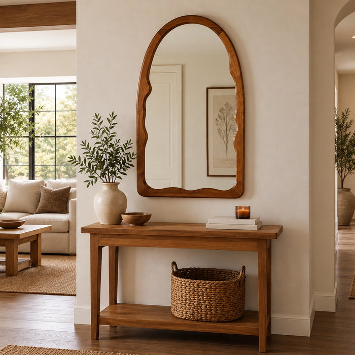 Irregular Arch Wood Mirror in Dark Wallnut | Walnut | Natural - Small | Large