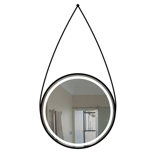 elevenpast Bathroom Mirror Circular LED Bathroom Mirror with Black Leather Strap ML058 LED 6007226079906