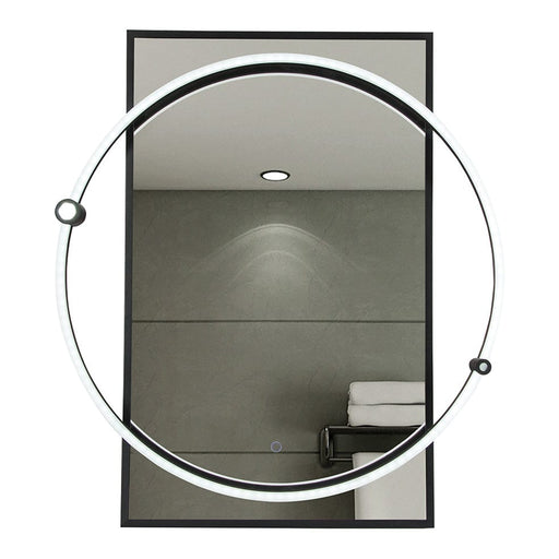 elevenpast Mirrors Black Rectangular Mirror with Circular LED Light | Black or Brass ML062 BLACK 6007226083989