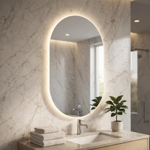 elevenpast led bathroom mirror Oval LED Bathroom Mirror with Touch Switch – 3CCT Dimmable ML069 LED 6007226092318