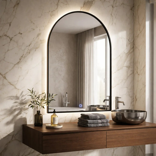 elevenpast led bathroom mirror Black Arched LED Bathroom Mirror – 3CCT Dimmable Anti-Fog Mirror ML070 LED 6007226092325