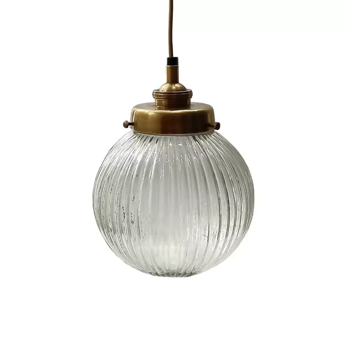 elevenpast Pendant Lights Antique Brass Spiral Fluted Glass Hanging Pendant - Brass | Chrome MP31511AB