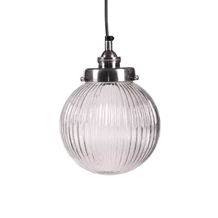 elevenpast Pendant Lights Antique Silver Spiral Fluted Glass Hanging Pendant - Brass | Chrome MP52390AS