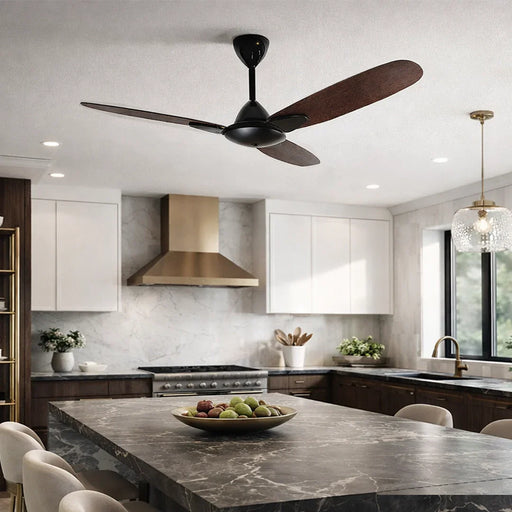 elevenpast Ceiling Fan Senorita 3 Blade Ceiling Fan - Black with Mahoganny Wood MSENB3120MAHREG1F1S 6009210047533