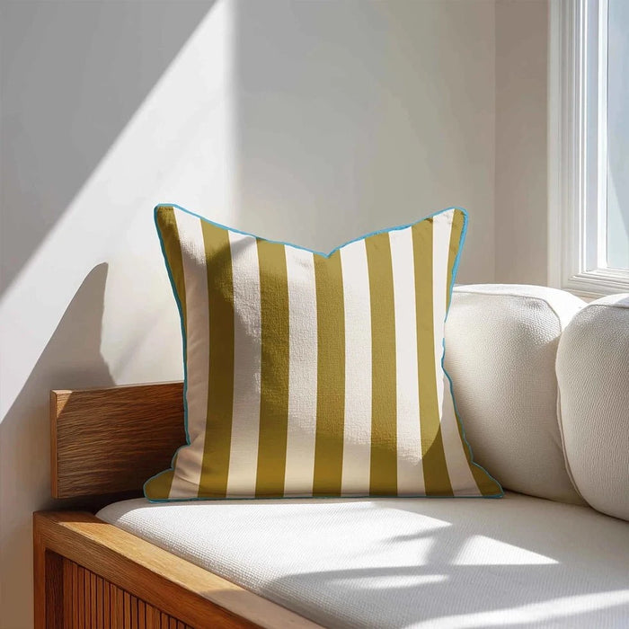 elevenpast Scatter Cushions Mustard and Cream Stripe Velvet Cushion MustardCreamStripedCushion
