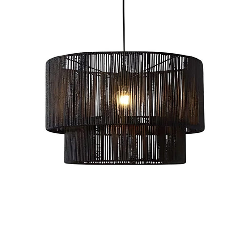 elevenpast Lighting Black Marshall Natural Pendant Light in Natural | Black NB10234B