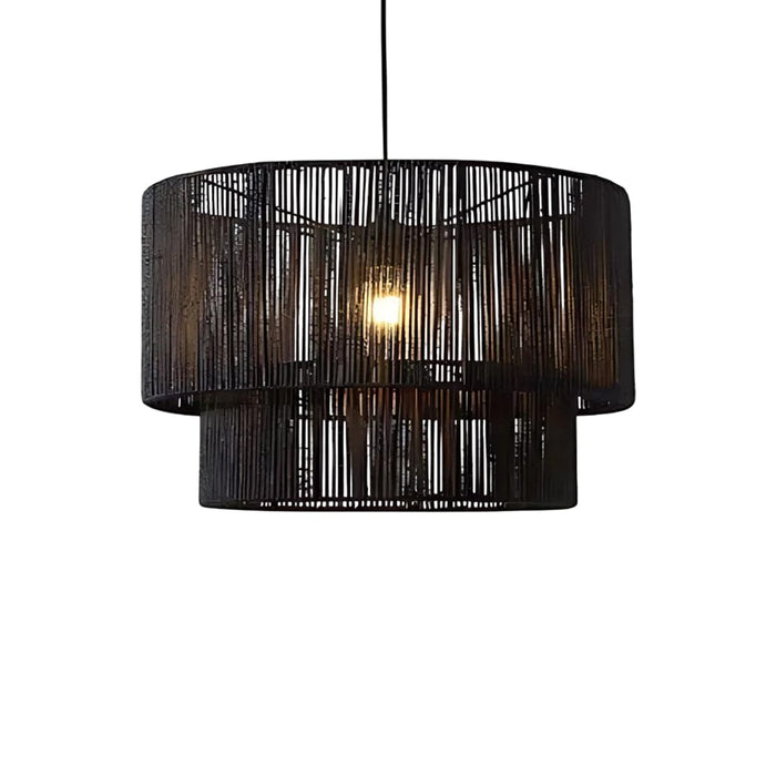 elevenpast Lighting Black Marshall Natural Pendant Light in Natural | Black NB10234B