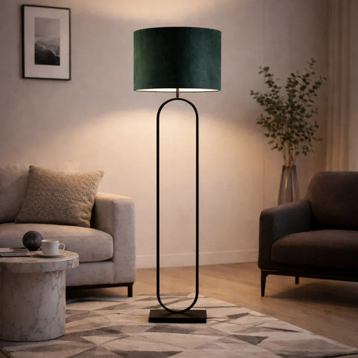 elevenpast Floor lamps Nostra Metal Floor lamp with Black Fabric Shade NB6123 + Shade