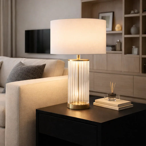 elevenpast Table Lamp Seraphina Fluted Glass and Gold Table Lamp NB9644BL + Shade