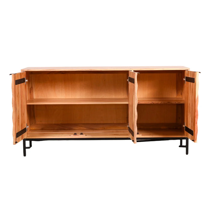 elevenpast wooden sideboard Acacia Wood 3-Door Sideboard with Black Iron Frame NE059