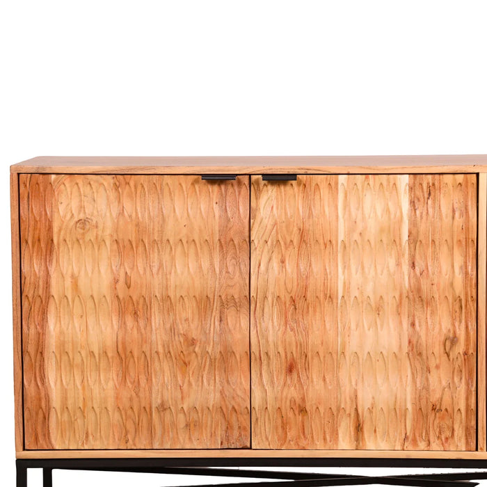 elevenpast wooden sideboard Acacia Wood 3-Door Sideboard with Black Iron Frame NE059