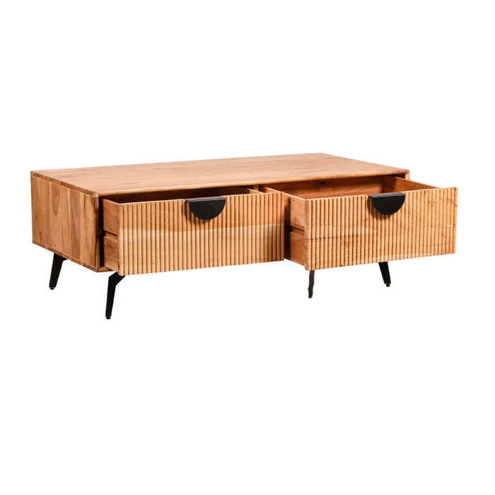 elevenpast Coffee Table Marjorie Slatted Acacia Wood Coffee Table with Drawers NE2105
