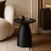 elevenpast Accent Tables Black Ribbed Acacia Wood Side Table NE244