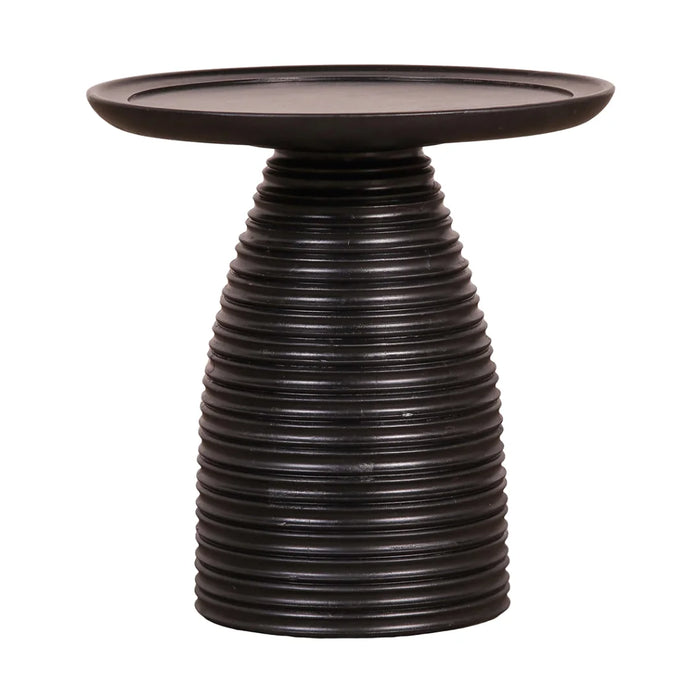 elevenpast Accent Tables Black Ribbed Acacia Wood Side Table NE244