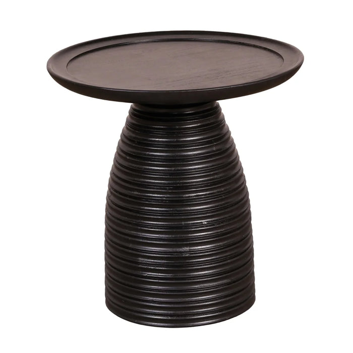 elevenpast Accent Tables Black Ribbed Acacia Wood Side Table NE244