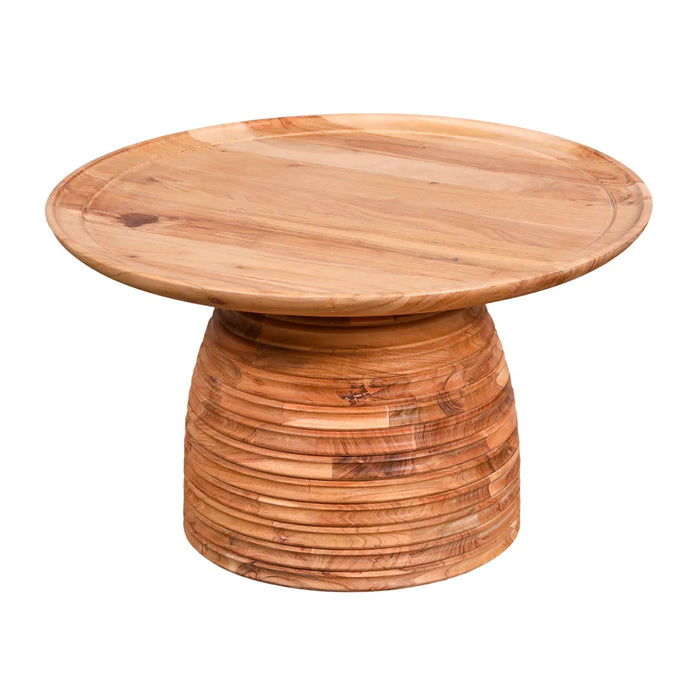elevenpast Coffee Table Ribbed Acacia Wood Round Coffee Table NE245