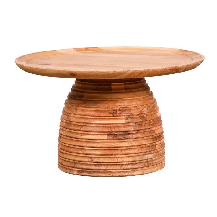 elevenpast Coffee Table Ribbed Acacia Wood Round Coffee Table NE245