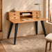 elevenpast desk Acacia Wood Study Desk with Drawers and Black Steel Legs NE517