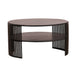 elevenpast Coffee Table Black Acacia Round Coffee Table with Steel Slat Frame NE752