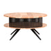 elevenpast Coffee Table Acacia Wood and Black Steel Round Coffee Table with Open Shelf NE753