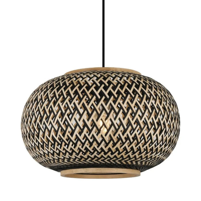 Nala Black and Natural Woven Rattan Pendant