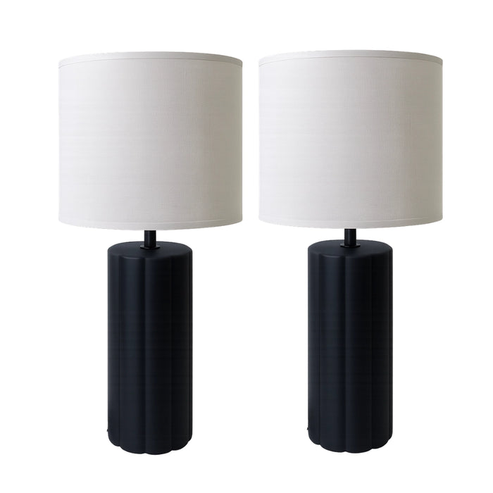 Nero Black Scallop Ceramic Lamps - Set of 2