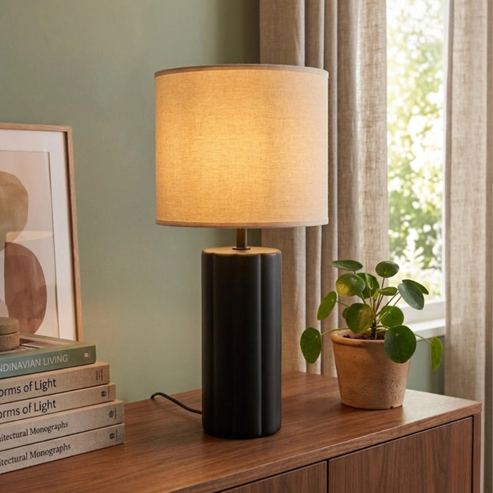 Nero Black Scallop Ceramic Lamps - Set of 2