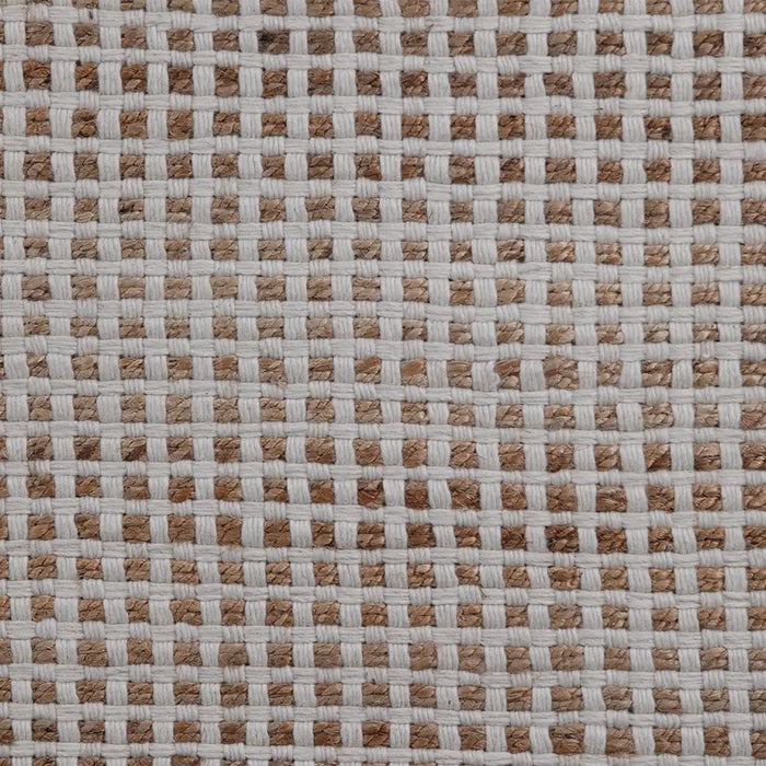 elevenpast Rugs Checkered Jute Wool Carpet Beige Ivory NH46C