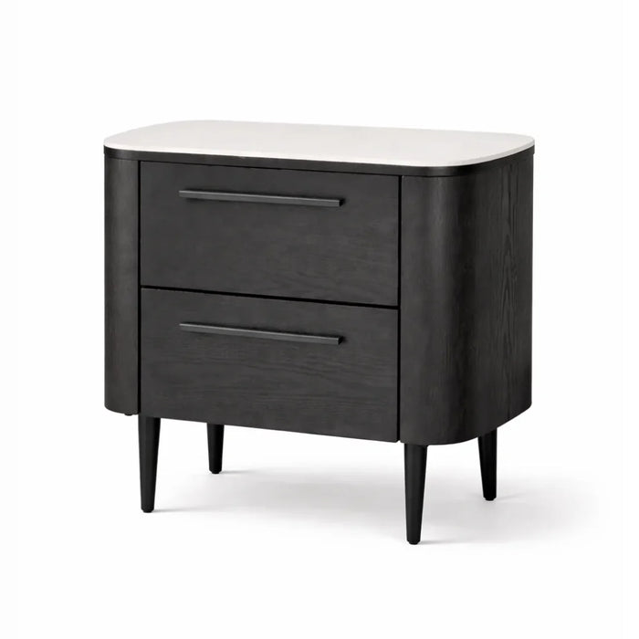 elevenpast Bedside Pedestal Black Noir Curved Bedside Table - Black | Dark Brown NoirCurvedBedsideTableBlack