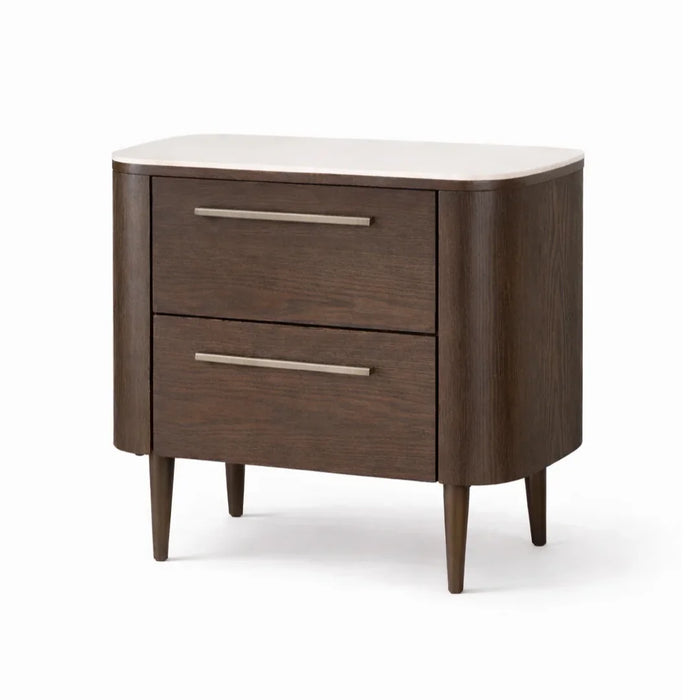 elevenpast Bedside Pedestal Dark Oak Noir Curved Bedside Table - Black | Dark Brown NoirCurvedBedsideTableDarkBrown
