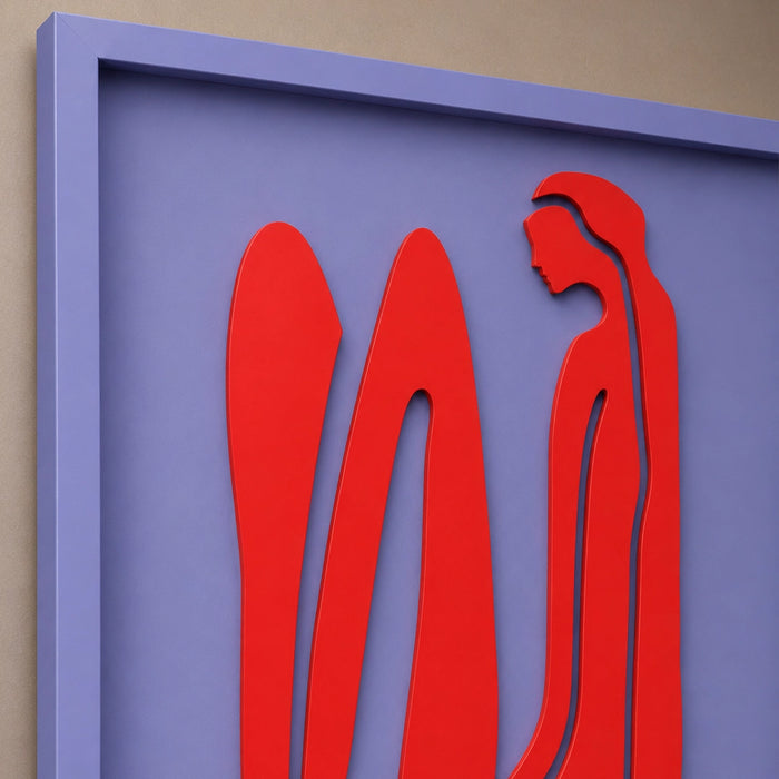 Norah Wooden Wall Art - Lilac and Red Flame