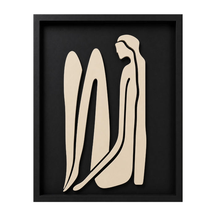 Norah Wooden Wall Art - Black and Stone