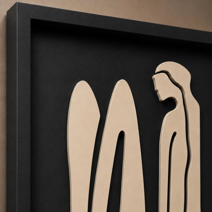 Norah Wooden Wall Art - Black and Stone