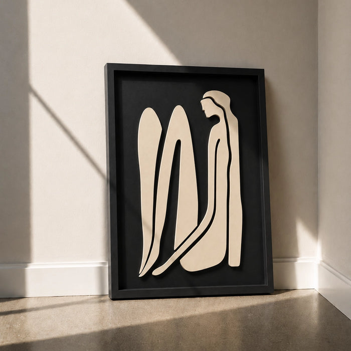 Norah Wooden Wall Art - Black and Stone