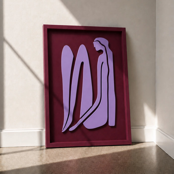Norah Wooden Wall Art - Burgundy and Lilac