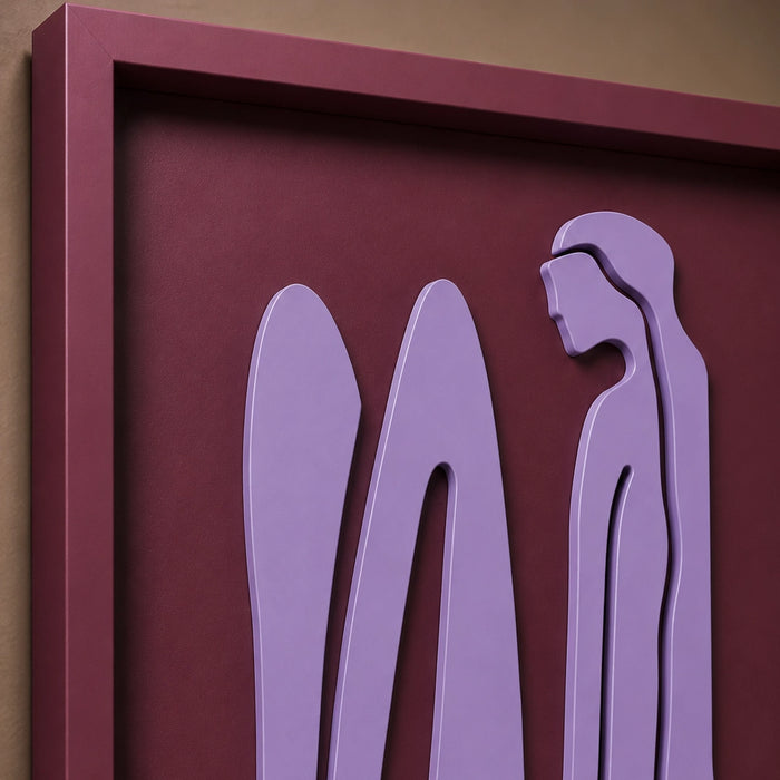 Norah Wooden Wall Art - Burgundy and Lilac