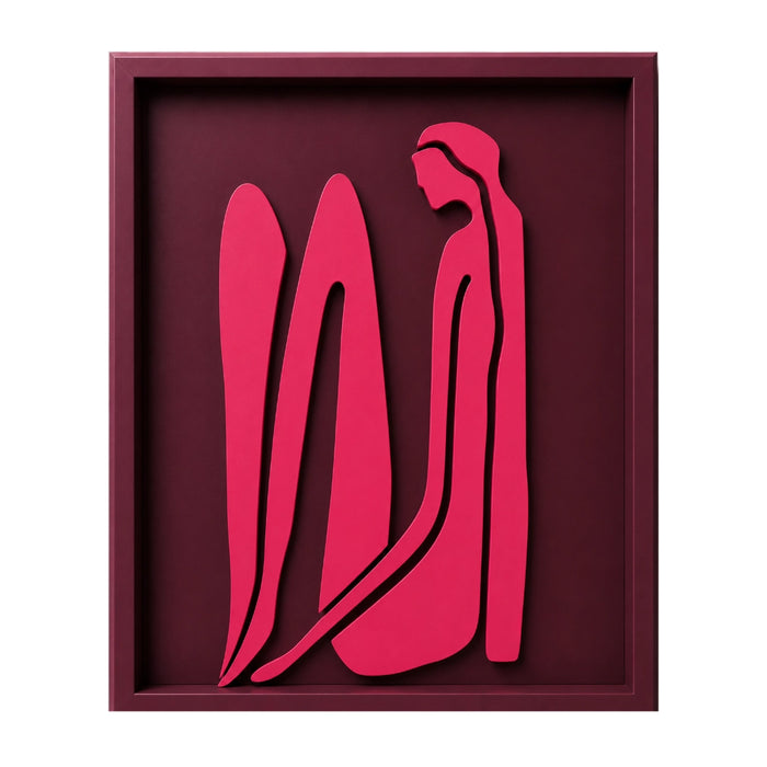 Norah Wooden Wall Art - Burgundy and Pink