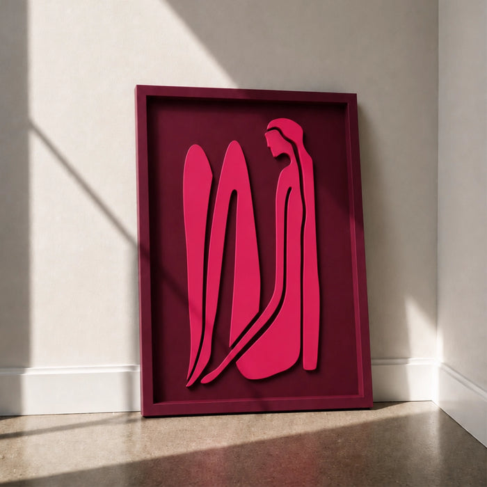 Norah Wooden Wall Art - Burgundy and Pink