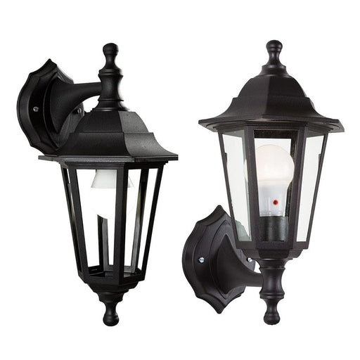 elevenpast Nerina Outdoor Wall Lantern Light 6 Panel Up/Down Black O303B 6007328365587