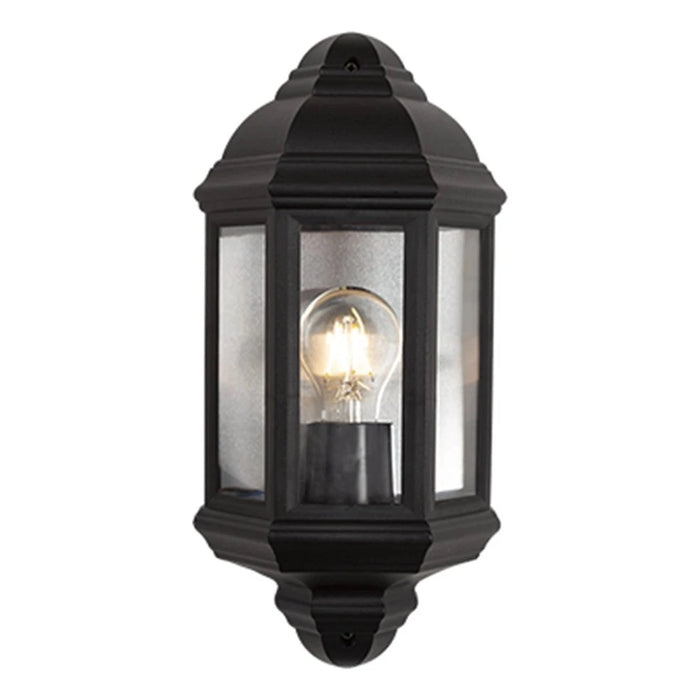 elevenpast Wall Light Classic Black Half Wall Lantern - 3 Panel O546B 6007328399797