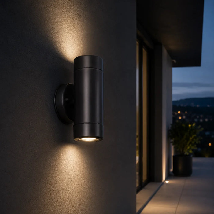 elevenpast Wall Light Capsule Up and Down Outdoor Wall Light in Black O577B
