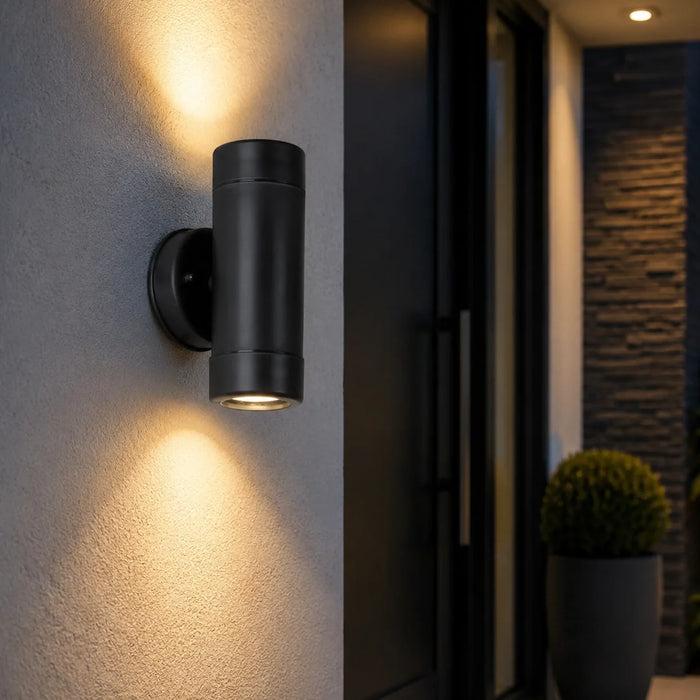 elevenpast Wall Light Capsule Up and Down Outdoor Wall Light in Black O577B